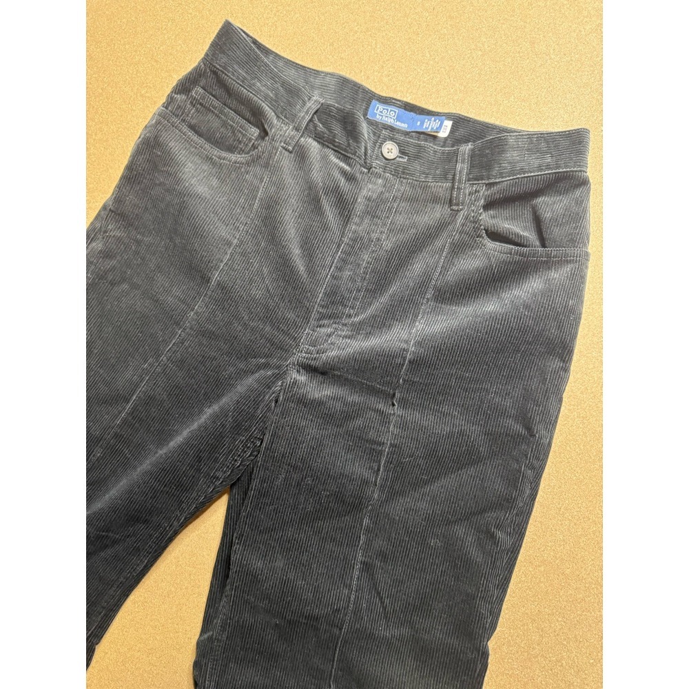 Ralph Lauren Polo Ladies Wide Leg Flared Black Corduroy Pants Size 8